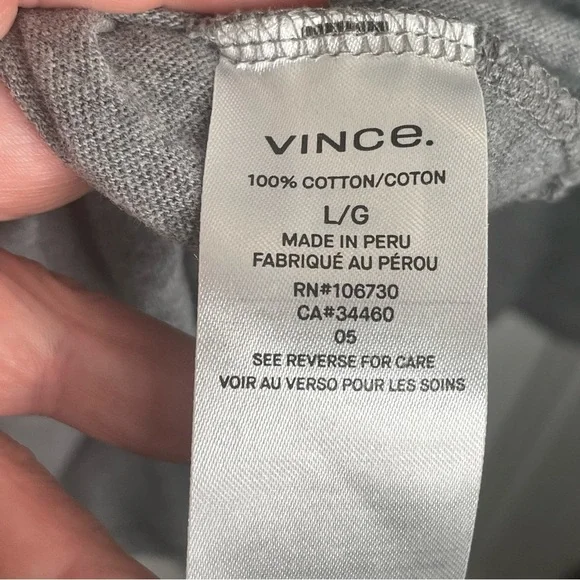 Vince Raw Edge Long Sleeve Henley T-Shirt in Gray L - Picture 13 of 15